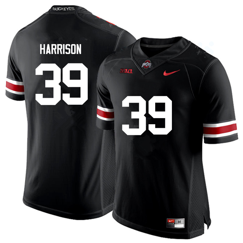 Men Ohio State Buckeyes #39 Malik Harrison College Football Jerseys Game-Black